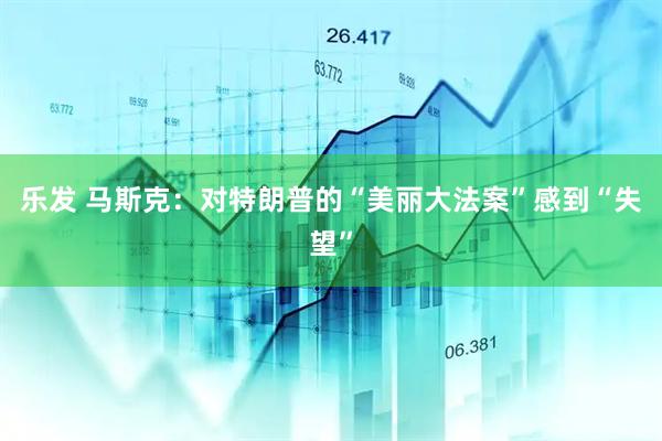 乐发 马斯克：对特朗普的“美丽大法案”感到“失望”