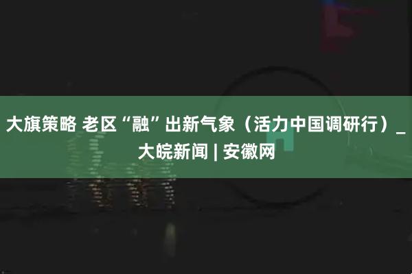 大旗策略 老区“融”出新气象（活力中国调研行）_大皖新闻 | 安徽网