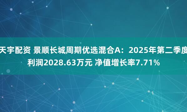 天宇配资 景顺长城周期优选混合A：2025年第二季度利润2028.63万元 净值增长率7.71%